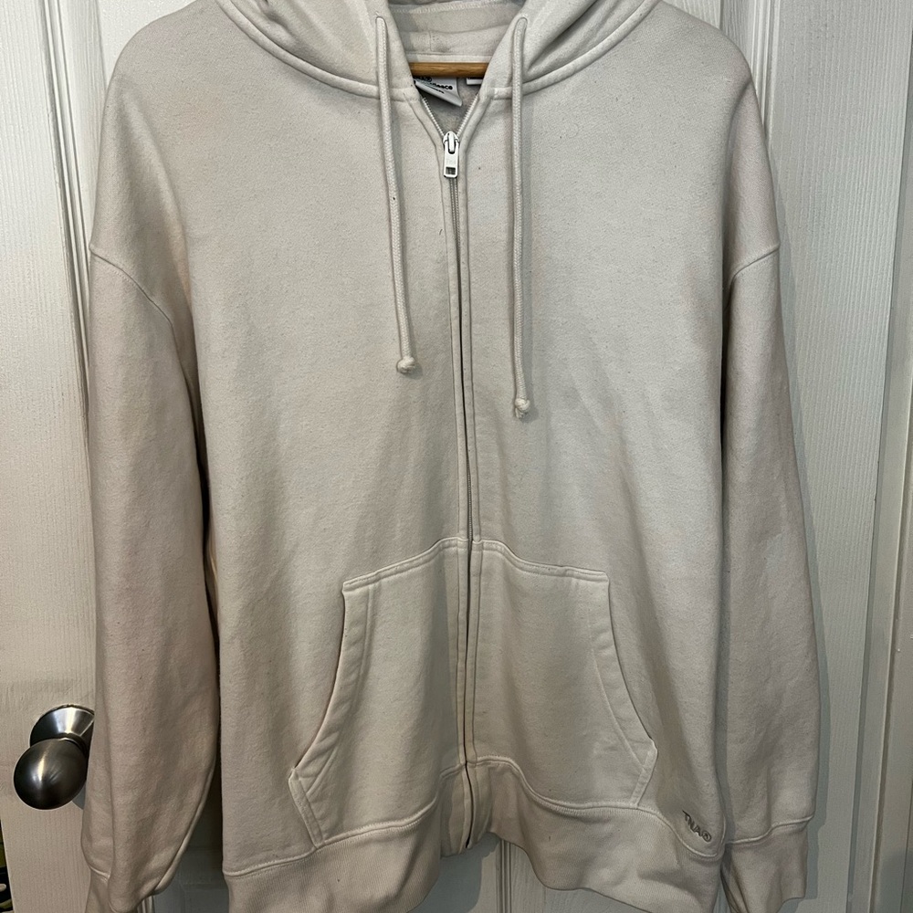 TNA White Zip Up Cozy Sweatfleece Hoodie